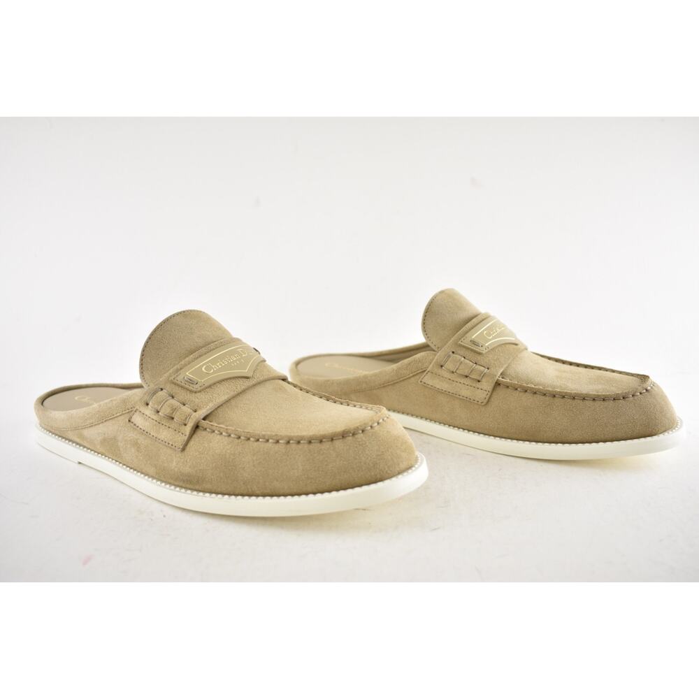 Dior Boy Mule Corde Beige Suede Leather Backless Slip On Logo Loafer Flat 42 - Picture 4 of 16